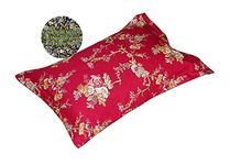 Oscar Home Buckwheat Pillow Filled Buckwheat Hulls for Neck Pain, Back Pain, Shoulder Pain, Sleeping Problem Size-13 W X 20" L-Red Floral Cover