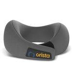 Orista™ Travel Neck Pillow | Premium Memory Foam Neck Pillow for Flight Travel, Car Sleeping | Adjustable Head Rest, Neck Rest Travelling Pillow for Sleeping Head Support | Grey Velvet