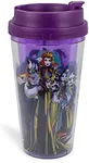 Silver Buffalo Disney Villains “Bad Vibes Only” Double Wall Plastic Travel Mug Featuring Ursula, Maleficent, Evil Queen, and Cruella de Vil, 16 Ounces