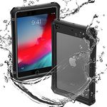 ShellBox Case Compatible with iPad Mini 5/4 7.9 Inches,Full-Body Protective Bumpe'r,with Pencil Holder,Rugged Folding Kickstand,Lanyard,IP68 Waterproof Dustproof Heavy Duty Shockproof Case,Black