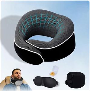 Dreamjoys Reisekissen Flugzeug 2.0, Nackenkissen Reise, Travel Pillow, Kissen Flugzeug, Reisekissen Memory Foam, Schlafkissen Flugzeug, Ideal Für Reisen Mit Flugzeug, Auto, Zug
