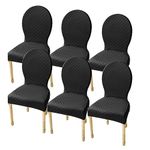 XGANGM Set of 4/6 Dining Room Chairs Slipcovers with Round Back Small/Large Dining Chairs Covers Without Arms Solid Wood Legs Modern Oval Side Chairs Covers for Kitchen/Bedroom,Black,6PCS Large