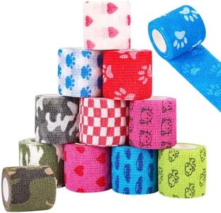 Self-Adhesive Bandage Dog Vet Wrap, Self-Adhesive Bandage for Pets, Elastic Cohesive Adhesive Bandage Cohesive Fixation Bandage for Dog, Horse, Pet and Others (12 Rolls)