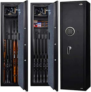 Langger V Gun Safe for Rifle, Upgraded Quick Access 5-6 Gun Large Rifle Gun Security Cabinet for Rifle Shotgun Firearms with/without Optics with Pistol Lock Box, Removable Storage Shelf