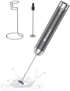 Maestri House Espumador de Leche Electrico con Control de Velocidad Continuo, Batidor de Acero Inoxidable Desmontable Impermeable,Mezclador de Bebidas Chocolate Caliente de Latte, Capuchino (Gris)
