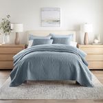 Linen Market Quilts King Floral Stitch Duskblue