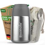 Blockhütte Insulated Food Flasks for Hot Food I 530ml I Leakproof Stainless Steel Thermal Flask, Hot Food Container with Spoon, Lunch Box BPA-Free - Ideal for Kids, Adults, Travel, Camping