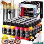 Fantastory Acrylic Paint Set 36 Colors(2oz /60ml) with 12 Brushes, Professional Craft Thick Paints Kits for Adults and Kids, Canvas Wood Fabric Ceramic Rock Painting Supplies