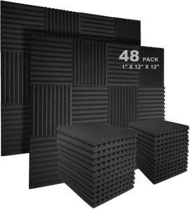 JBER Acoustic Panels 48-Pack – Charcoal Soundproof Foam Tiles