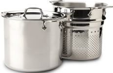 All-Clad Stainless Steel Tri-Ply Bonded Dishwasher Safe Pasta Pentola with Insert/Cookware, 7-Quart, Silver