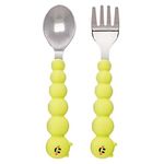 melii Caterpillar Spoon & Fork Utensils for Toddlers & Children, Silicone & Stainless Steel