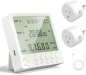 Wireless Digital Timer Outlet Expandable Up to 19 Outlets, Programmable Timer with Energy Monitor, Countdown Timer & Remote Switch, Indoor Remote Control System for Lamp, Light, Fan, Pets (2 Outlets)