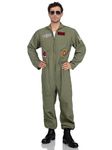 Leg Avenue Men's Top Gun Flight Suit Costume, Khaki/Green, Medium/Large