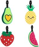 TamBee Luggage Tags for Suitcases Luggage Tags Labels Travel Suitcase Tags Secure Luggage Baggage Tags Labels with Buckles and Name ID Card(Fruit Set, 4 Pack)