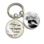 Personalised Photo Keyring Memorial Gifts for Dad Grandad Mum Nanny Grandma Loss Love Bereavemen Poem Handmade Custom Keychain Keepsake-Always loved Never forgotten Forever missed (Floral)