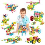 PicassoTiles STEM Learning Toys 250 Piece Building Block Kids Construction Engineering Kit Toy Blocks Children Early Education Playset w/Free IdeaBook, Power Drill, Clickable Ratchet, Age 3+ PTN250