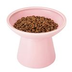 CEEFU Extra Wide Elevated Cat Bowls - Ceramic Cat Food Bowl 6.2" Raised Cat Food Bowls Elevated Shallow Cat Food Dish, Whisker Fatigue, Lead & Cadmium Free, 5" Good Height for Cat Feeding - Pink