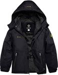 GEMYSE Boy's Waterproof Ski Snow Jacket Hooded Fleece Windproof Winter Jacket(Black,8)