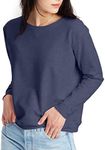 Hanes Women's V-Notch Pullover Fleece Sweatshirt, Navy Heather, Medium