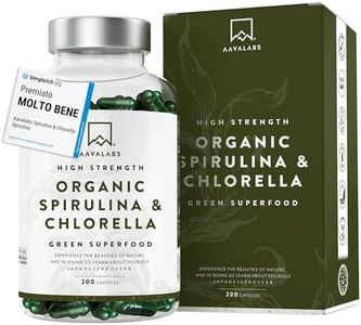 Spirulina & Chlorella Bio [1800 mg] AAVALABS - Alga Spirulina Bio Compresse - Clorella e Spirulina Polvere da Alghe Naturali di Alta Qualità con Fitonutrienti - Ideale per Frullati - 200 Capsule Vegan