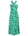 GRACE KARIN 2024 Women Sleeveless Halterneck Causal Summer Beach Party Sun Dresses Viridis L