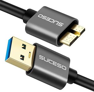SUCESO Cavo Micro B a USB 3.0 A 5Gbps [0.5M] Cavo Micro USB 3.0 Hard Disk per Toshiba Canvio, Disco Rigido Esterno WD, My Passport ed Elements, Basics Maxtor, Samsung S5/Note 3/Note Pro, Camera ecc