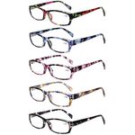 Kerecsen 5-Pack Reading Glasses Women Spring Hinge Pattern Design Glasses for Reading(+4.00, 5 Mix Color)