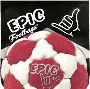 Epic Footbags Classic Foot Bag, Great Gift and Healthy Fun for Adults and Kids, White n' Red