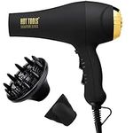 HOT Tools HTDR5578F Pro Signature Hair Dryer, Ionic AC Motor, Ion Technology, Multiple Heat/Speed Settings, Concentrator, Diffuser, Black