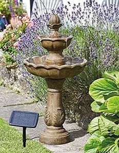 Garden Mile Fuentes de Agua solares, Hermosa característica rústica, Adornos de Agua solares de jardín también se Pueden Utilizar como un baño de pájaros para tu jardín o Patio (Kingsbury)