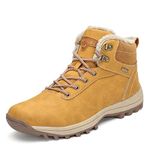 Men's Women's Snow Shoes Fur Lined Warm Water Resistant Anti-Slip Winter Ankle Hiking Boots Khaki 11 Women/9.5 Men