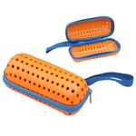 PORUPAEL Swim Goggle Case For Swimming Goggles, Sunglasses, Foam EVA Zipper Eyeglasses Protective Case, Floating Glasses Case - Will not Sink Underwater (Orange)