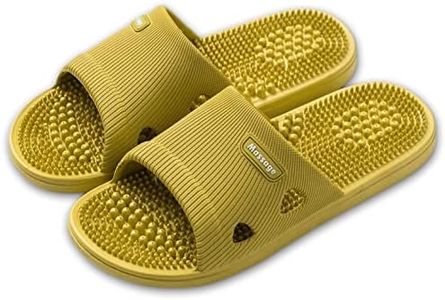 Acupressure Massage Slippers for Plantar Fasciitis for Women Acupuncture Slippers Arthritis Neuropathy Pain Relief Non-Slip Massage Sandals Women Stress Relief Gifts for Bath (US Women 5.5-6, Yellow)