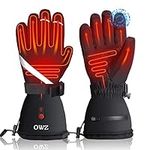 OWZ Heated Gloves for Men Women, Heated Glove Liners, Rechargeable 7.4V 3000mAh Electric Heating Ski Gloves Cold Hand Warmer Heating Gloves for Skiing Skating Snow Work Camping Hiking Motorcycling(XL)