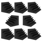 JBER 8 Pack Acoustic Foam Bass Trap Studio Foam 12" X 7" X 7" Soundproof Padding Wall Panels Corner Block Finish for Studios Home and Theater