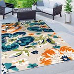 Rugshop Bergamo Contemporary Floral Non-Shedding Patio Deck Backyard Indoor/Outdoor Area Rug 5' x 7' Multi