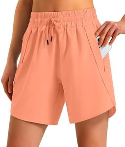 Ksmien Women's 5"/7" Athletic Running Shorts Quick Dry with Zipper Pockets