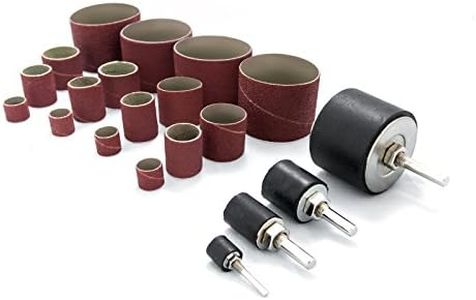 POWERTEC 11300 20-Piece Drill Press Sanding Drum Kit w/ ¼ and 1/8 inch Shanks, Spindle Sander Sleeves,