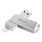 PNY 128GB Duo Link iOS USB 3.2 Dual Flash Drive, Silver