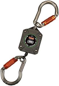 Ergodyne Squids 3003 Retractable Tool Lanyard with Two Locking Carabiners, Swivel Design, Gray