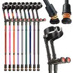 Flexyfoot Shock Absorbing Comfy Grip Double Adjustable Crutches - Improves Safety, Improves Grip, Reduces Shocks & Jarring – Pair - Black