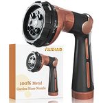 FANHAO Garden Hose Nozzle, Heavy Duty Metal Water Hose Sprayer with 8 Spray Patterns, High Pressure Water Nozzle with Thumb Control, On Off Valve for Watering Plants & Lawns, Washing Cars & Pets