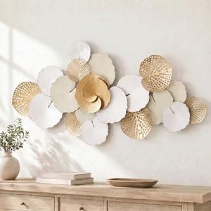 Axioglo Large Metal Wall Art Decor, 3D Abstract Lotus Leaf Design, Handcrafted Metal Wall Sculpture for Living Room, Bedroom & Entryway（67"）