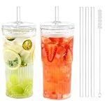 Puraville Glass Cups with Lids and 