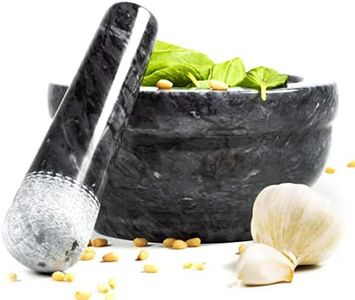 Coninx Mortier Pilon Cuisine | Mortier et Son Pilon Marbre Massif | Ø 15cm x 8cm | Solution Simple pour Cuisiner comme un Chef | Herbes Fraîches et Ingrédients Pour Votre Santé | Noir