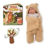 Tickle & Main Woodland, 3-Piece Gift Set for Infants 0-12 Months, Includes Storybook, Bear Swaddle Blanket and Plush Baby Rattle