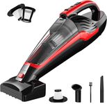 Powools Pet Hair Handheld Vacuum, Car Vacuum Cleaner Cordless Rechargeable, Hand Vacuum with Reusable Filter and Motorized Brush for Carpet, Couch & Stairs, Red, 17" X 5" X 6.6"