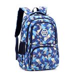 Bansusu Geometric-Print Backpack School-Bag for Girls-Boys Middle-School Elementary Bookbags