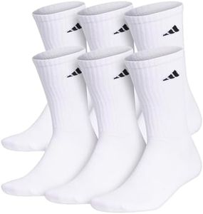 adidas Men's 6-Pack Crew Sock, White/Black, Sock Size 10-13, Shoe Size 6-12