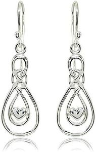 Rose Gold Flashed Sterling Silver Polished Heart Double Infinity Dangle Earrings